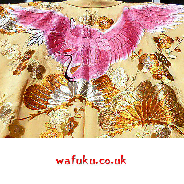 Thumbnail: Pink Cranes on Silk Uchikake Kimono