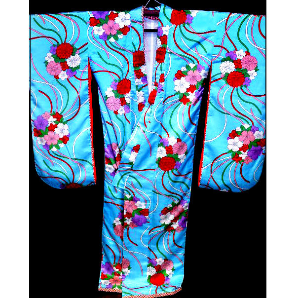 Thumbnail: Turquoise Japanese Furisode Kimono