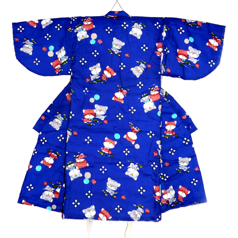 Thumbnail: Cats on Blue Kimono & Hifu Ensemble