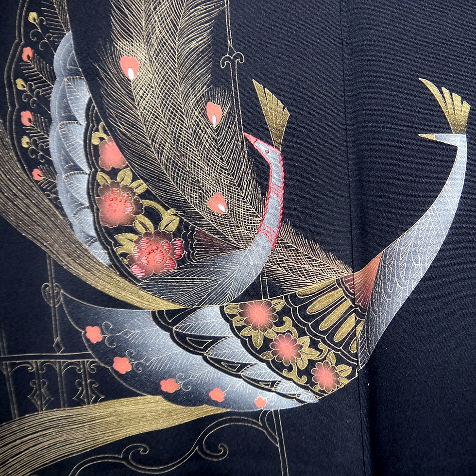 Thumbnail: Flying Phoenix Silk Haori Kimono Jacket - wafuku.co.uk - 9