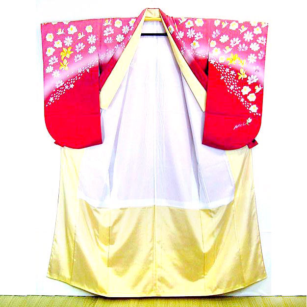Thumbnail: Fairy on Red Ko Furisode Kimono 12