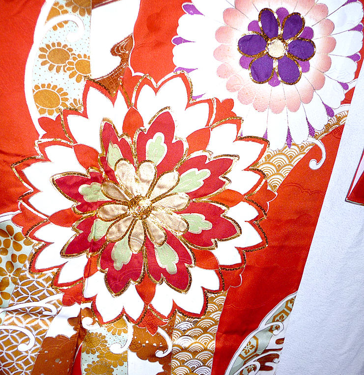 Thumbnail: Beautiful Vermilion Furisode Kimono