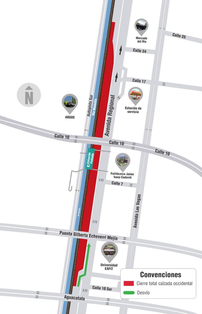 Este fin de semana habrá cierre vial en la avenida Regional, debido a obras en las redes eléctricas.