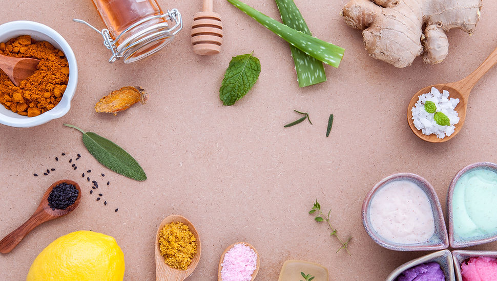 Exhibición de ingredientes naturales