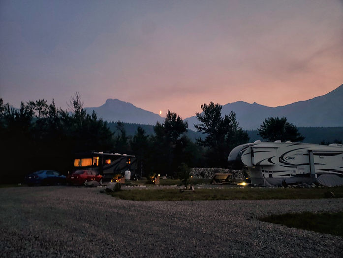 Crowsnest River RV Park 50+ Side Sunset