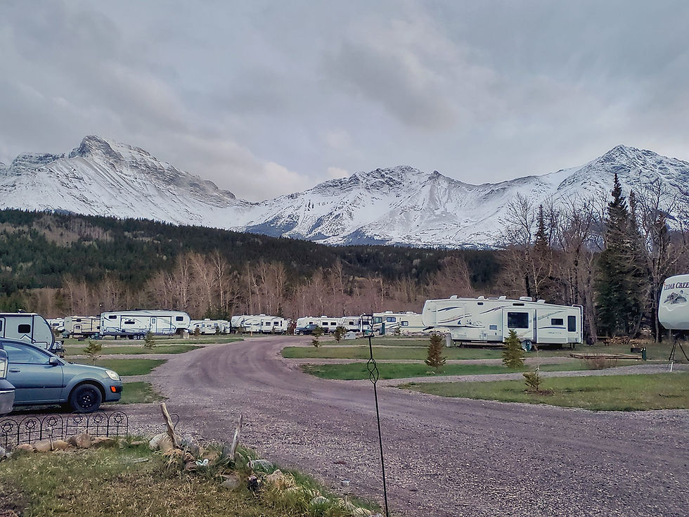 RV parked in Alberta in early spring