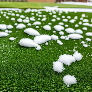 artificial turf lawn with snow, artificial turf lawn in the winter
