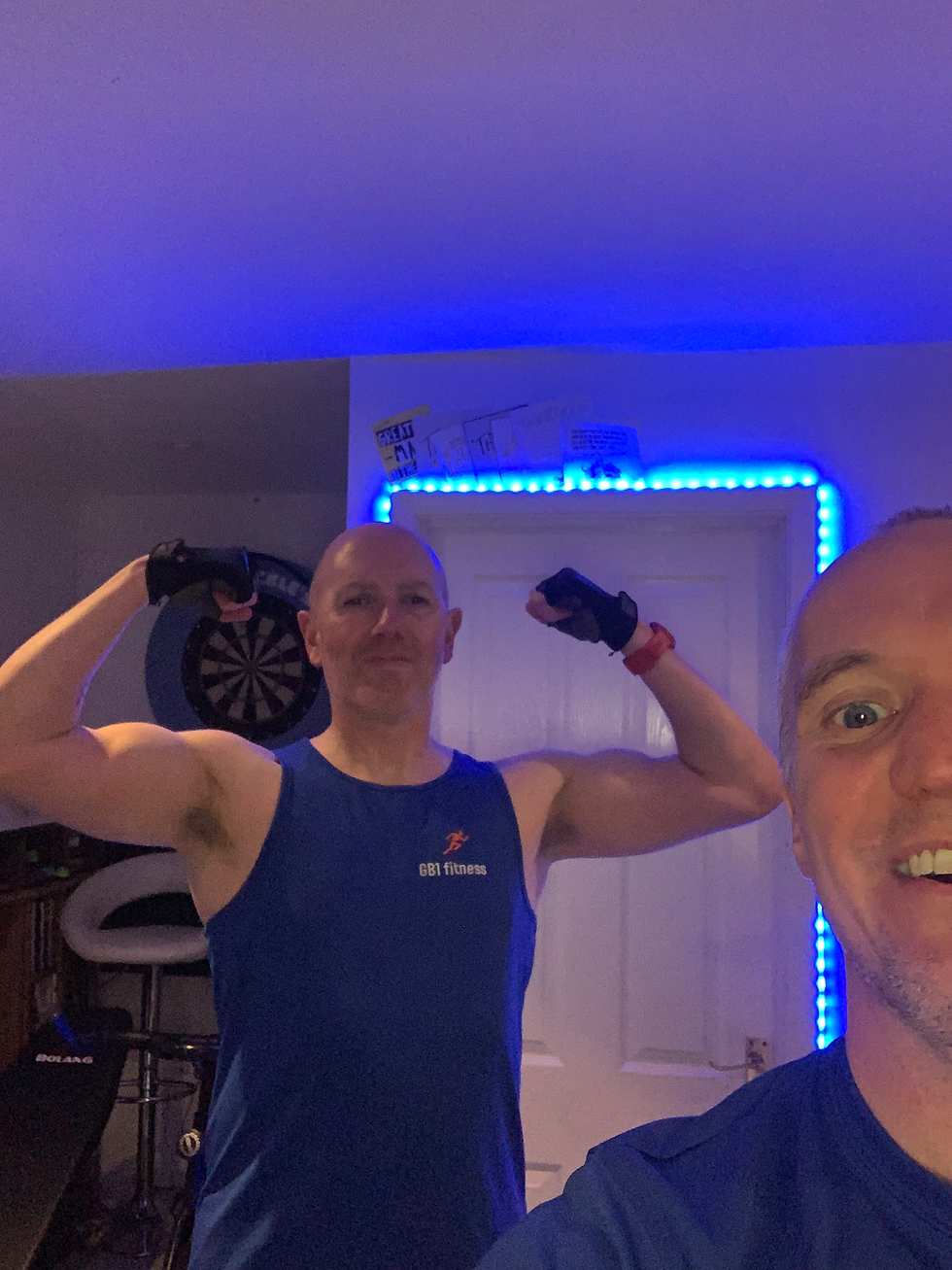Member showing off improved physique