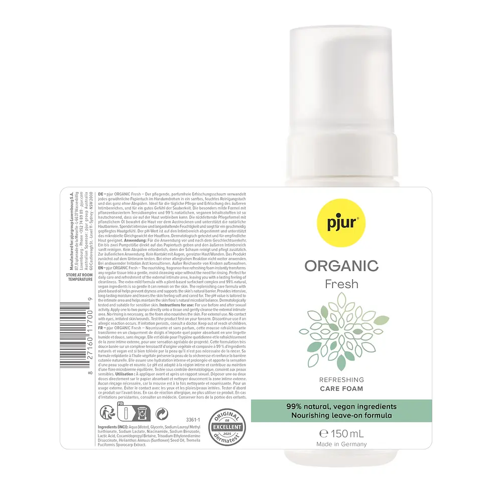 תמונה ממוזערת: pjur Organic Fresh • פיור אורגניק פרש: קצף ניקוי אינטימי, טבעוני אורגני, 150 מ"ל