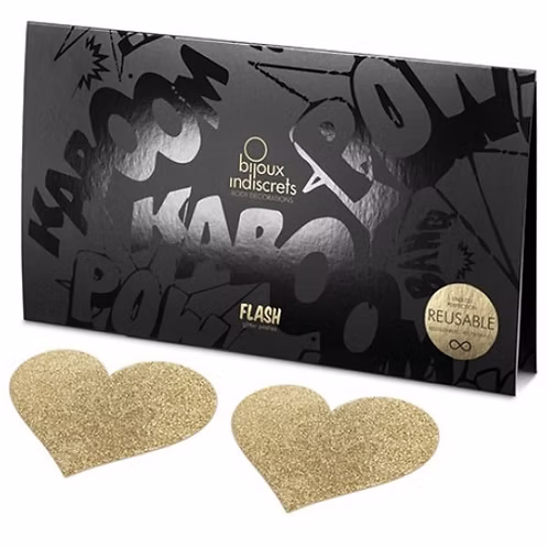 Bijoux Nipple Covers - Heart • ביז'ו: מדבקות מנצנצות לפטמות לשימוש חוזר - לב