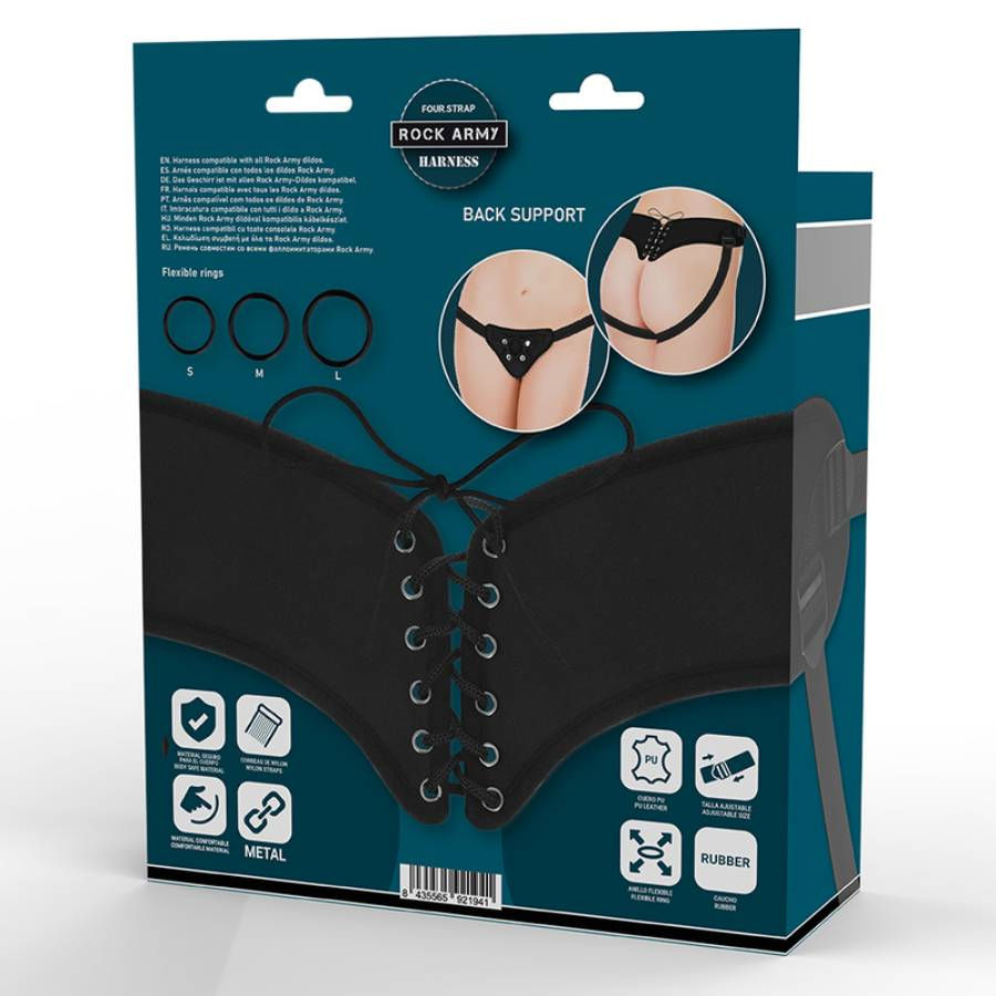 תמונה ממוזערת: Strap-On Corset Harness • רתמת מחוך עם תמיכה לגב וטבעות עבור סטראפ-און