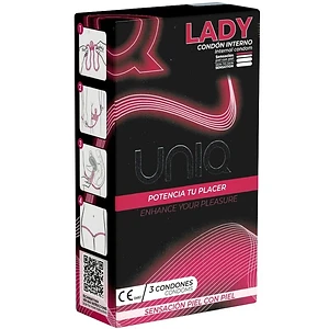 Uniq Lady Condom • יוניק ליידי ללא לטקס - 3 קונדומים - קונדום וגינלי עם "ביריות"