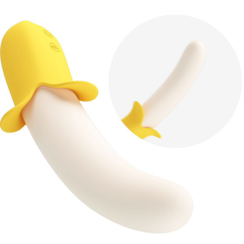 תמונה ממוזערת: Pretty Love Banana Geek • פריטי לאב בננה צהובה: ויברטור עם תנועת "למעלה-למטה"