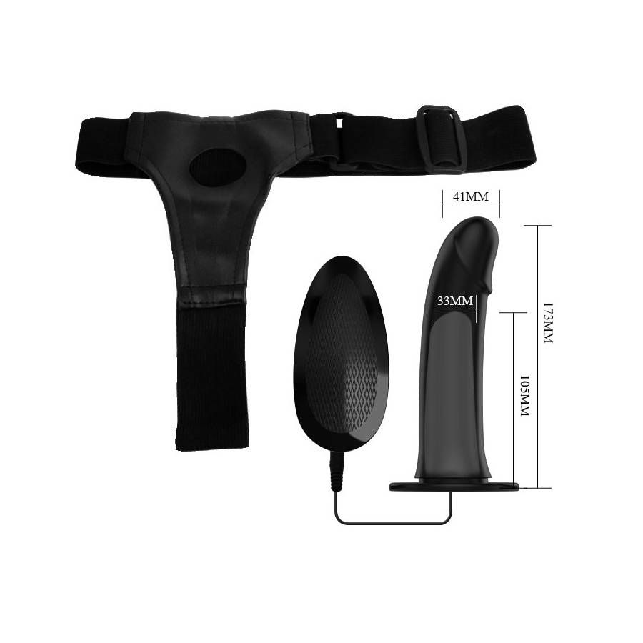 תמונה ממוזערת: Pretty Love Vito • פריטי לאב ויטו: סט סטראפ-און רוטט דילדו חלול 17.3 ס"מ ורתמה