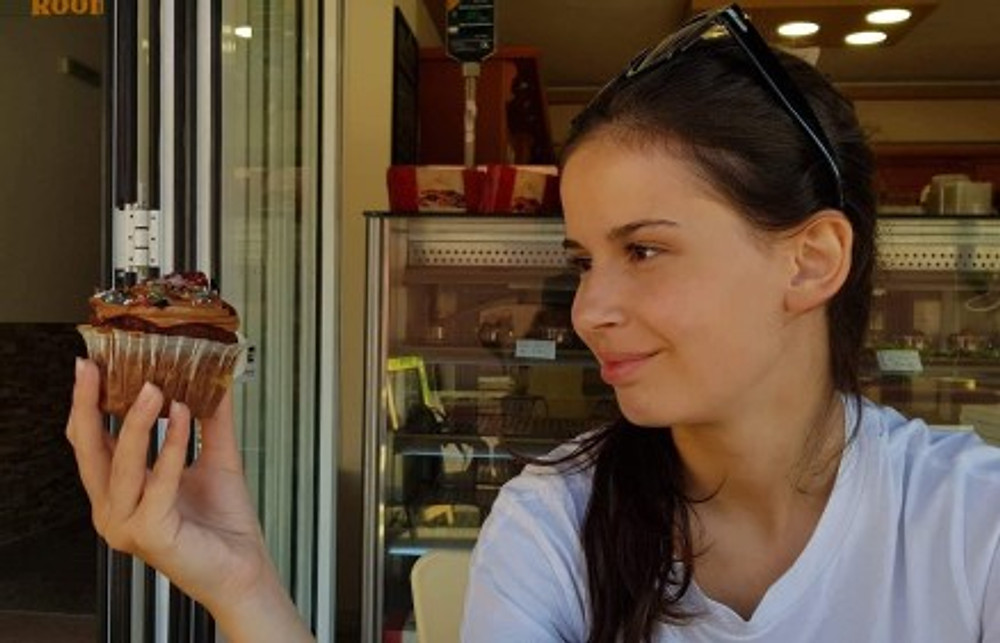 Saying “yes” to a cupcake.