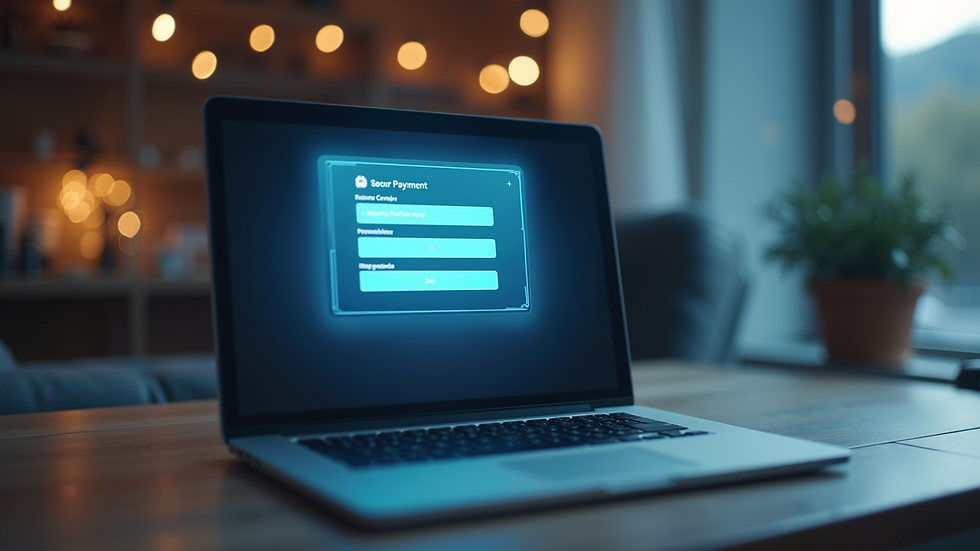 Eye-level view of a laptop screen showing a secure payment gateway