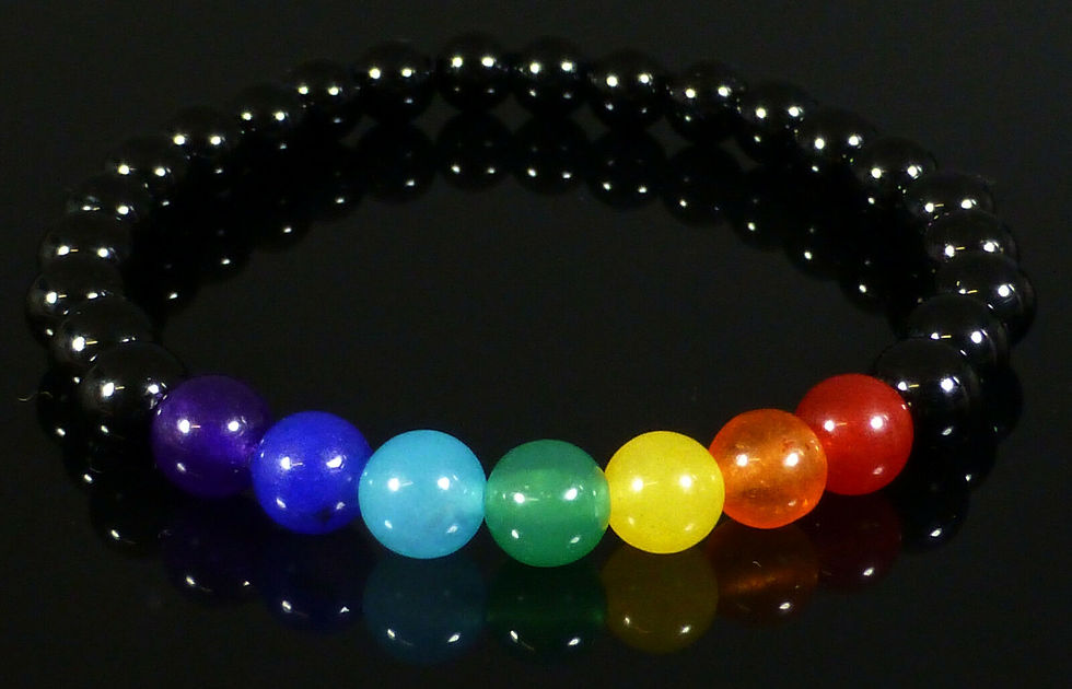 Thumbnail: Chakra Crystal 7 Gemstone Bead Bracelet Reiki