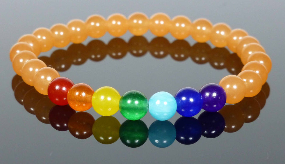 Thumbnail: Chakra Crystal 7 Gemstone Bead Bracelet Reiki