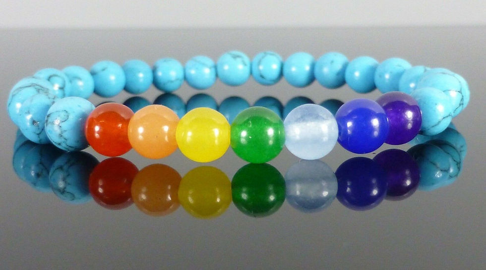 Thumbnail: Chakra Crystal 7 Gemstone Bead Bracelet Reiki
