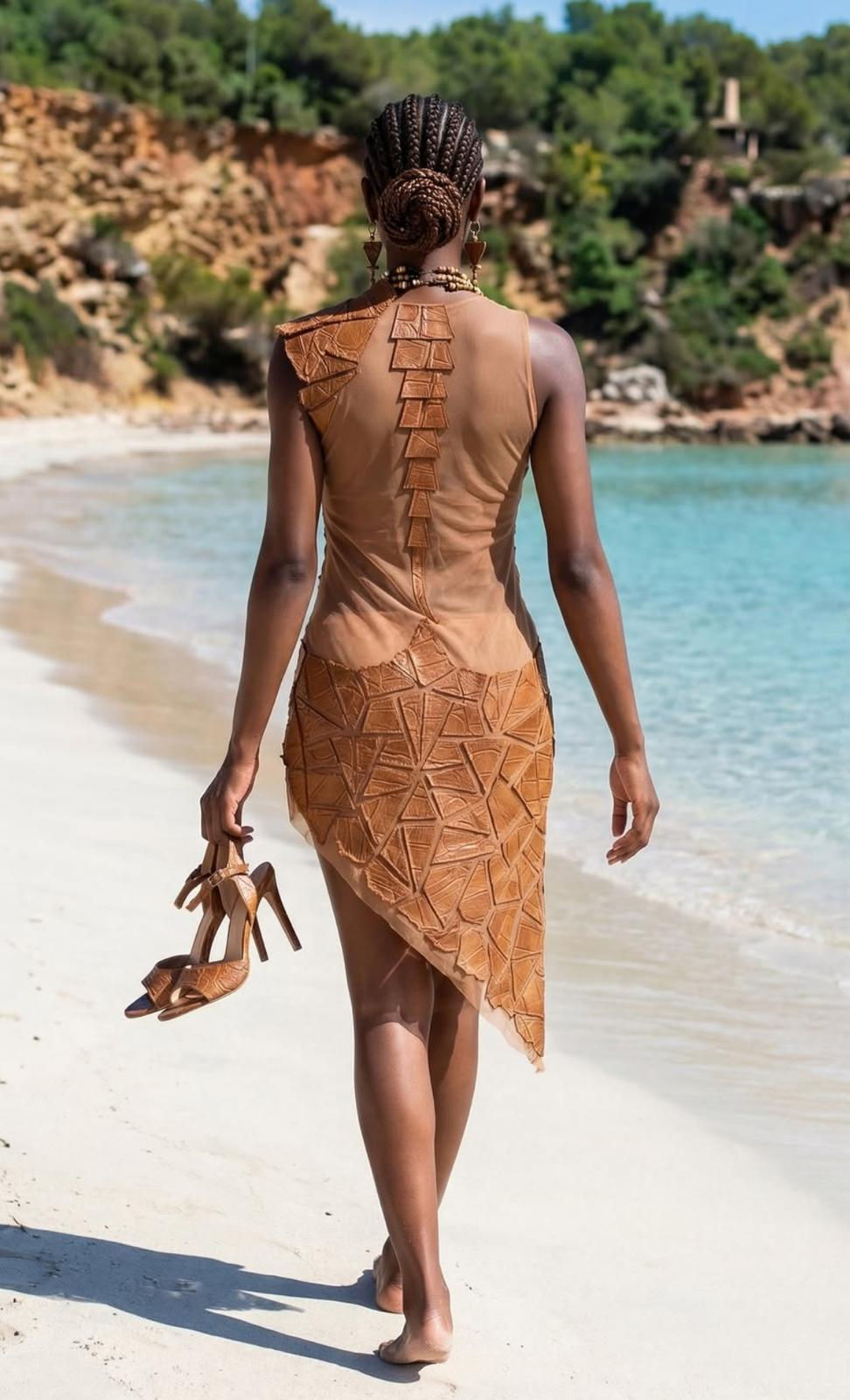 Miniatura: VESTIDO TRANSPARENTE CUERO CLARO