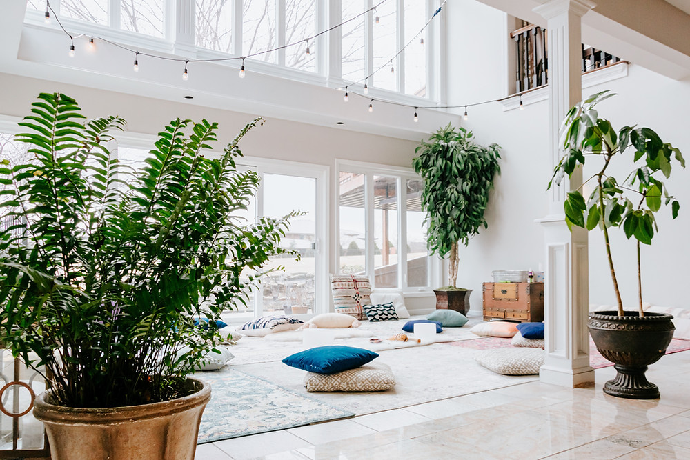 Corporate Retreat with cushions and plants