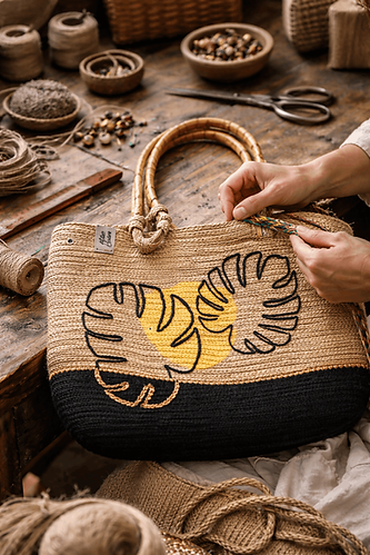 Sac à main artisanal authentique fait main à l'atelier