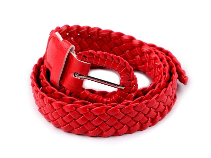 CEINTURE TRESSEE VEGAN ROUGE