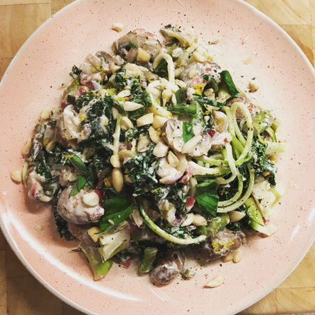 Creamy mushrooms and courgetti