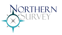Northern Survey logo with a ship's wheel on a black background.