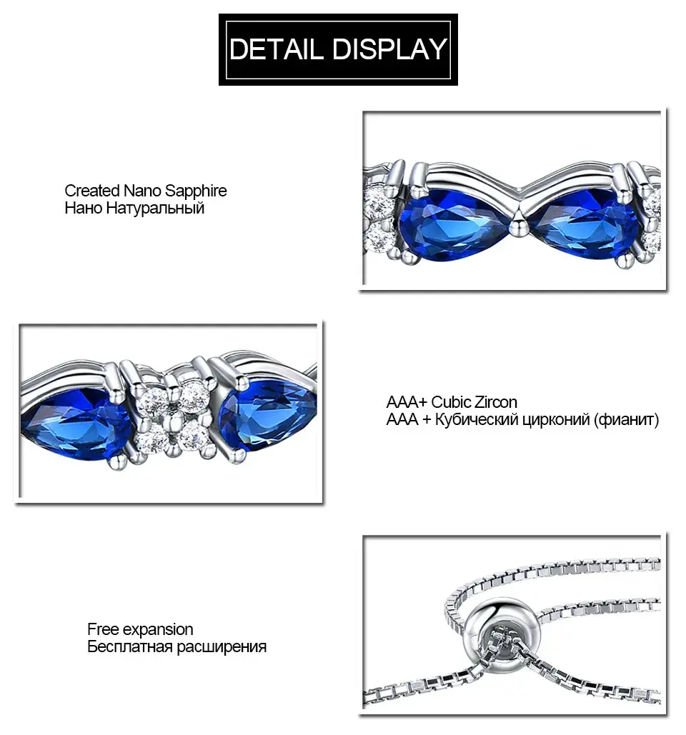 Thumbnail: 925 Sterling Silver Bowtie Sapphire Gemstone 9" Chain Bracelet
