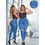 Miniatura: Jean push up azul tiro alto con desgaste en piernas