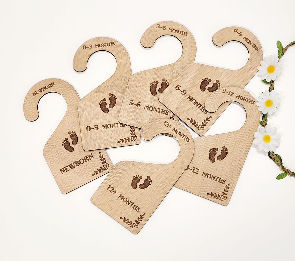 Thumbnail: Personalised Wooden Baby Clothing Dividers - 6pc Set
