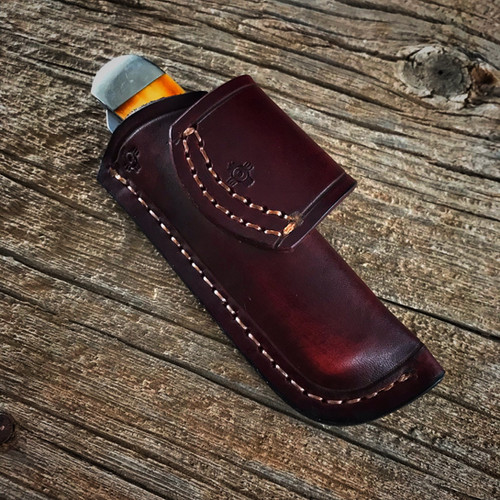 Horizontal Leather Sheath (Trapper Pocket Knife) apodacahandmades