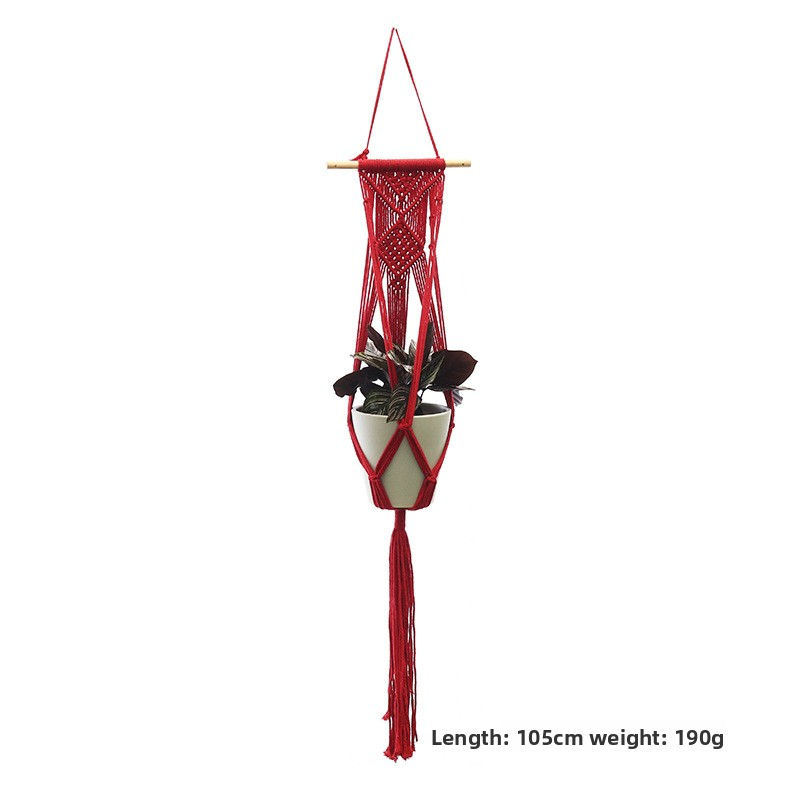 Thumbnail: ThriveFuler Handwoven Cotton Hanging Plant Basket - Macrame Indoor/Outdoor
