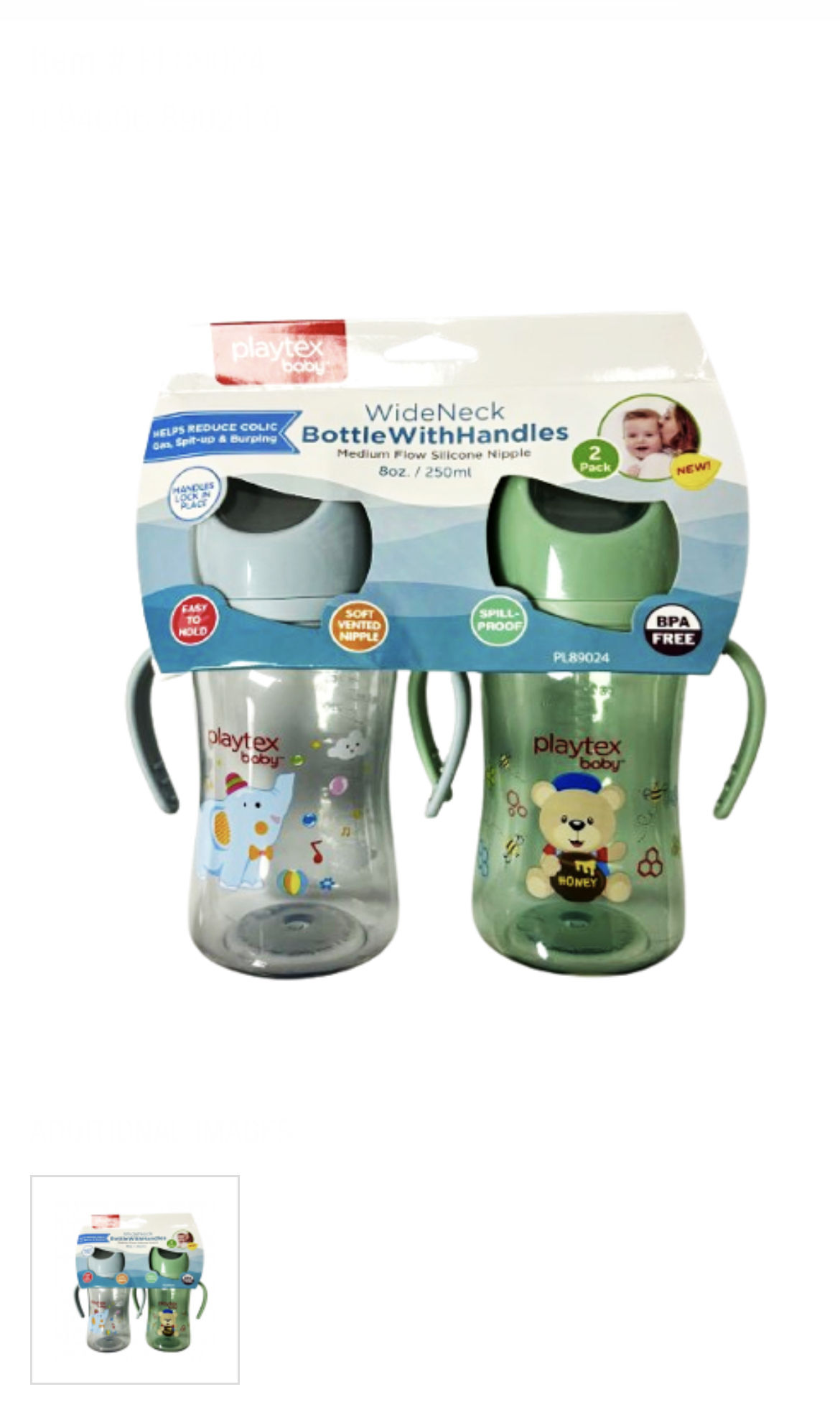 Playtex Baby Wide Neck Bottles With Handles 2pk