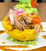 fried plantain basket with braised lamb by private chef in your home Louisville Kentucky