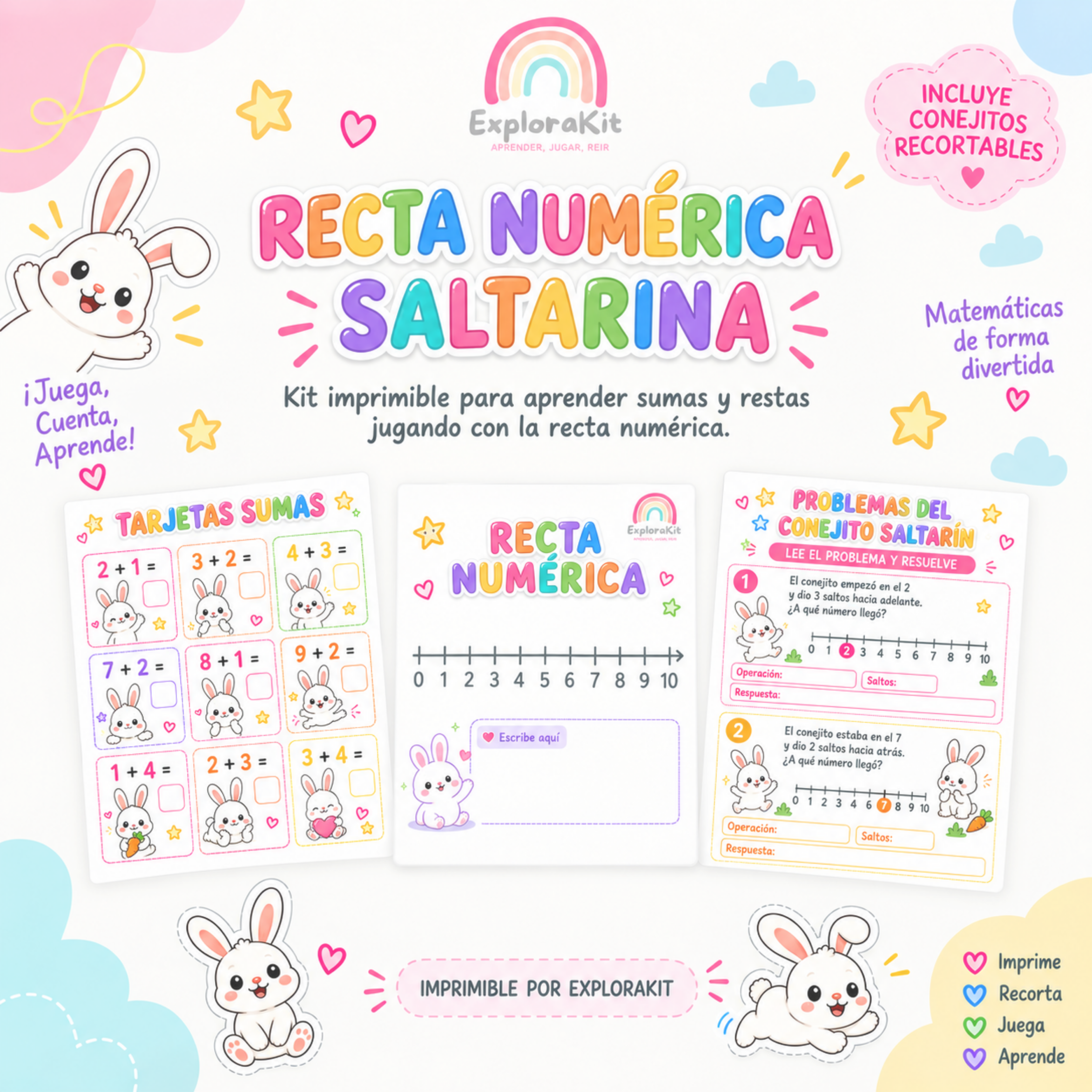 Imprimible Recta Numérica Saltarina