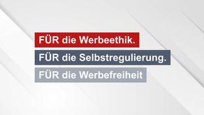 Grafik zum proEthik-Siegel mit den Aussagen „FÜR die Werbeethik, FÜR die Selbstregulierung, FÜR die Werbefreiheit.“