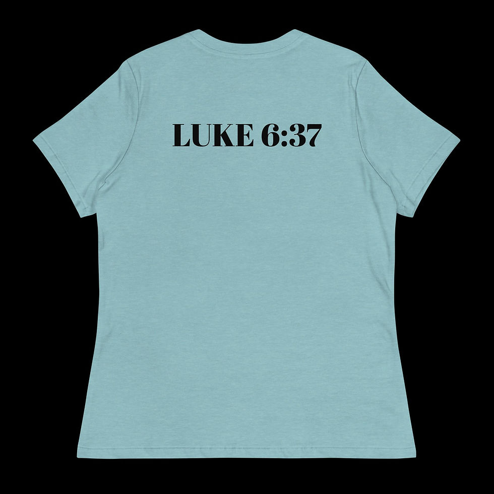 Thumbnail: off blue Luke 6:37 Back of T-shirt