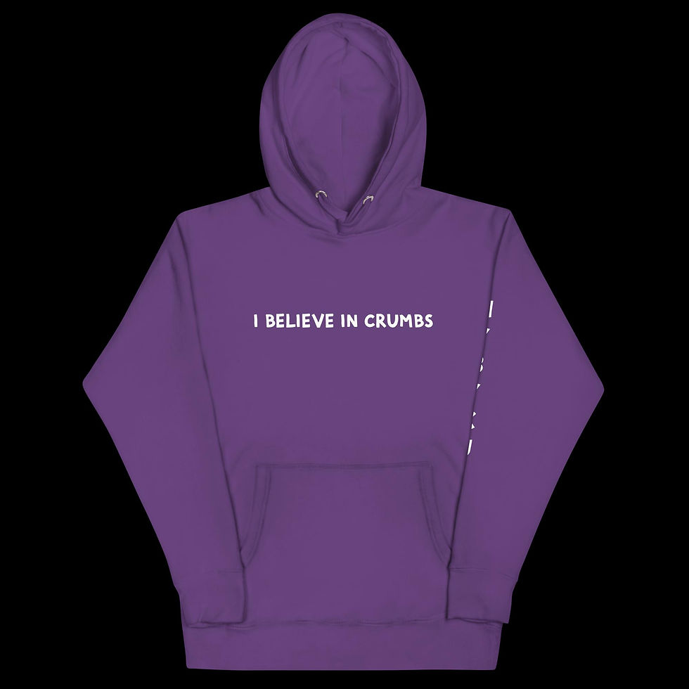 Thumbnail: Front View of a Christian inspired hoodie, ' I Believe in Crumbs'
