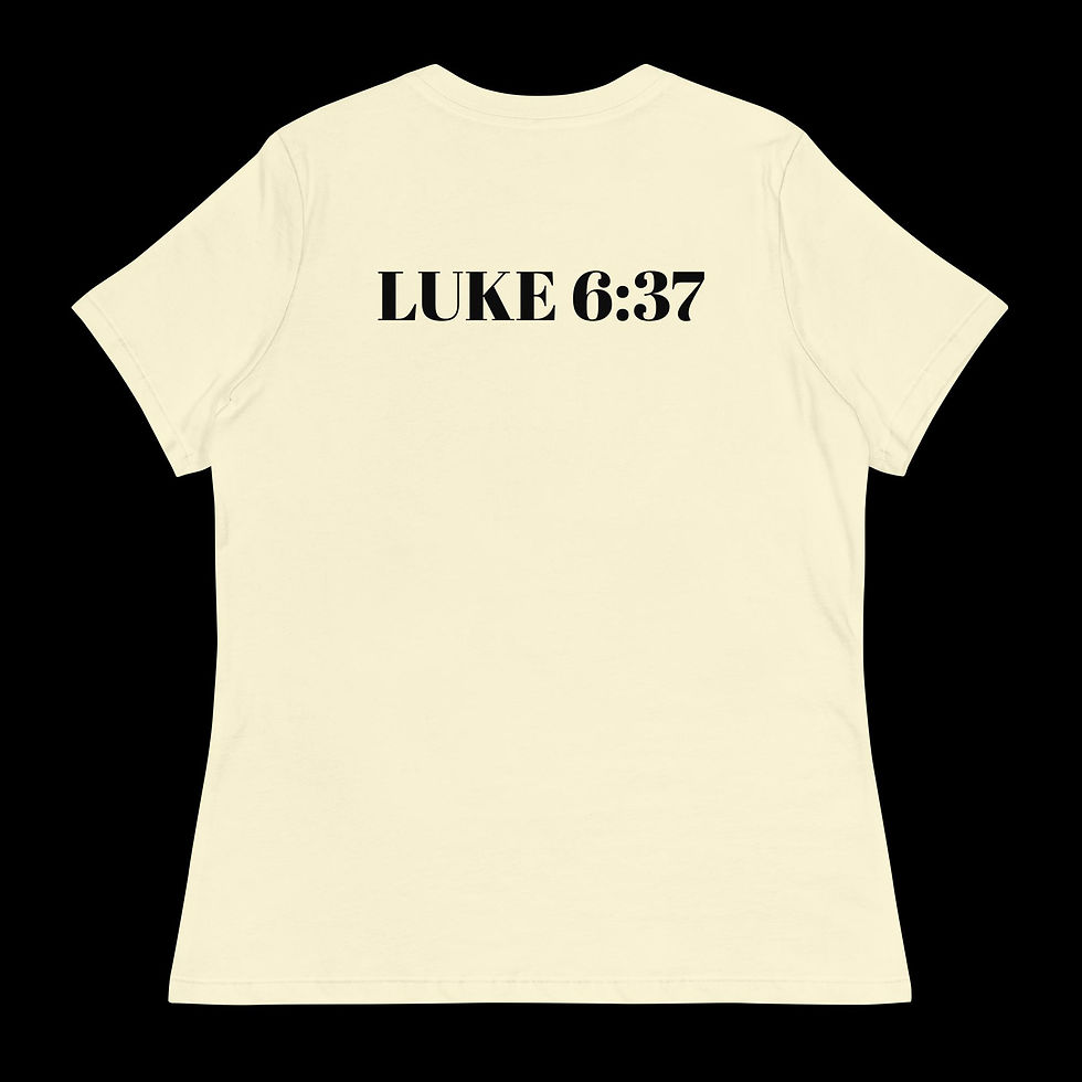 Thumbnail: yellow Luke 6:37 Back of T-shirt