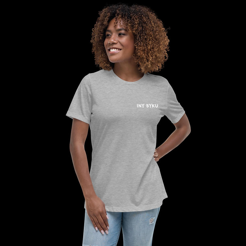 Thumbnail: Front view of a Christian based t-shirt that has the brand name INY BYKU on the upper left chest area