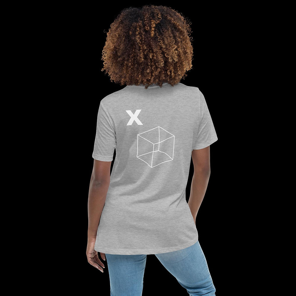 Thumbnail: Back view of a Christian based t-shirt that has an image of a box with an X on the outside of it. Unboxed Faith.