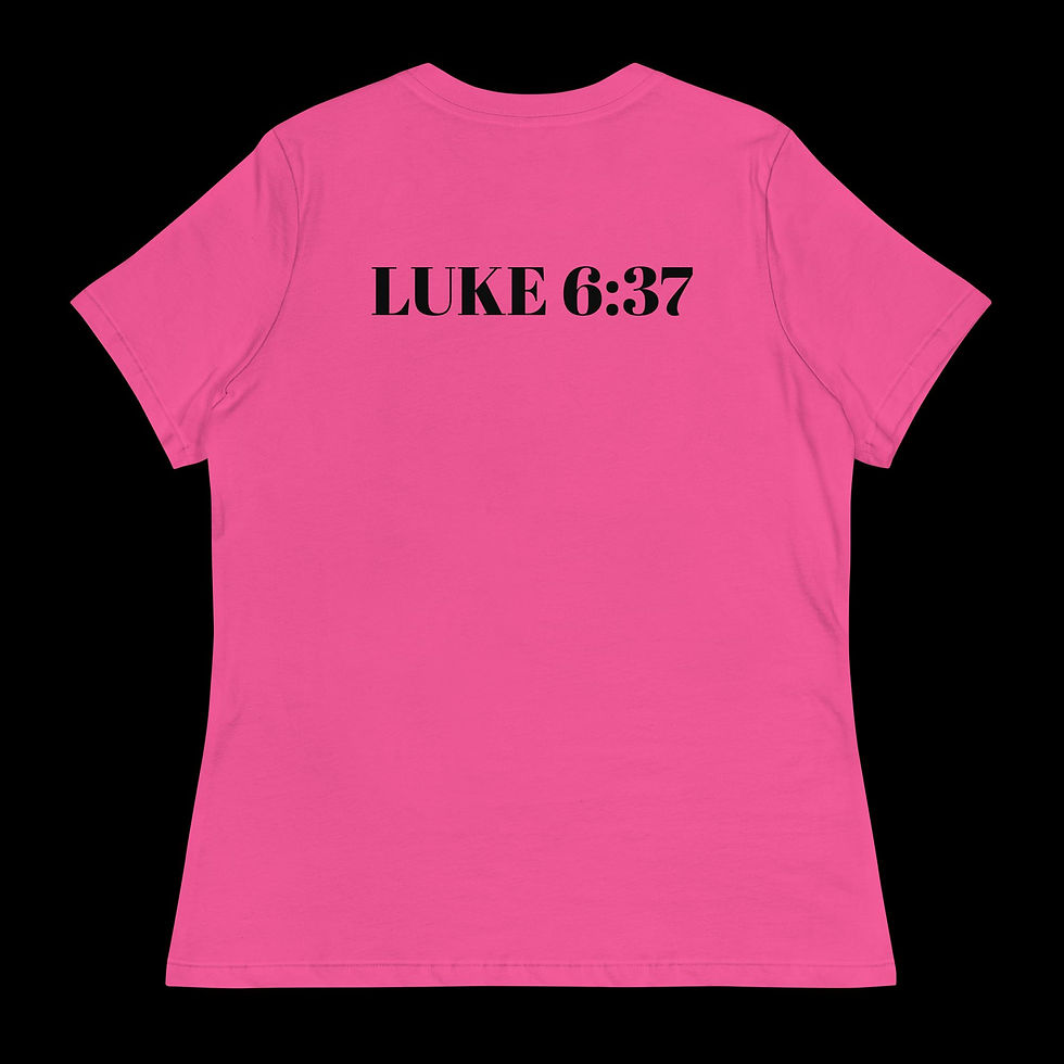 Thumbnail: Pink Luke 6:37 Back of T-shirt