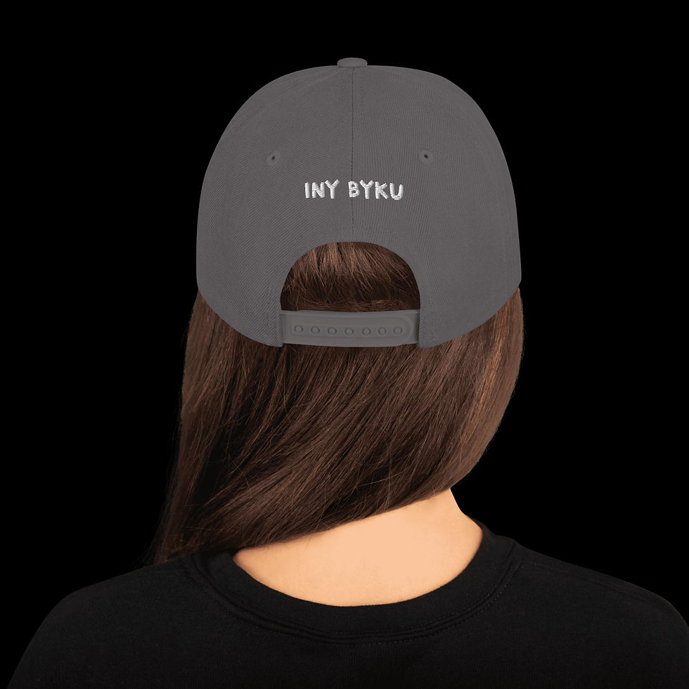 Thumbnail: Back View of a snapback hat with the brand INY BYKU