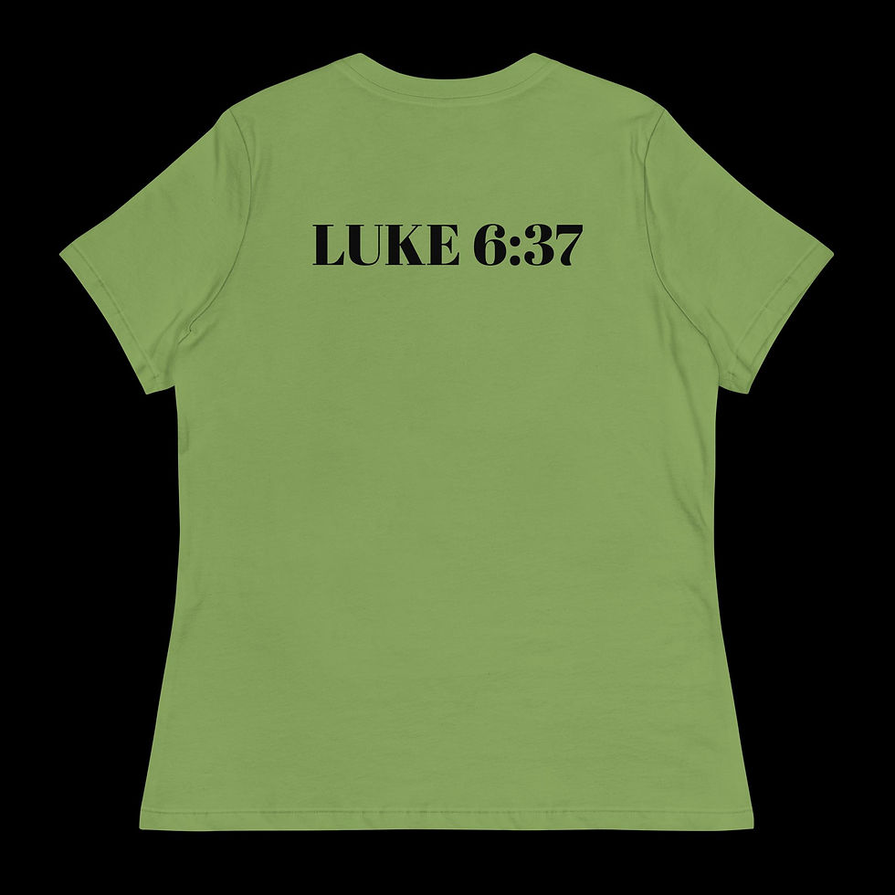 Thumbnail: army green Luke 6:37 Back of T-shirt