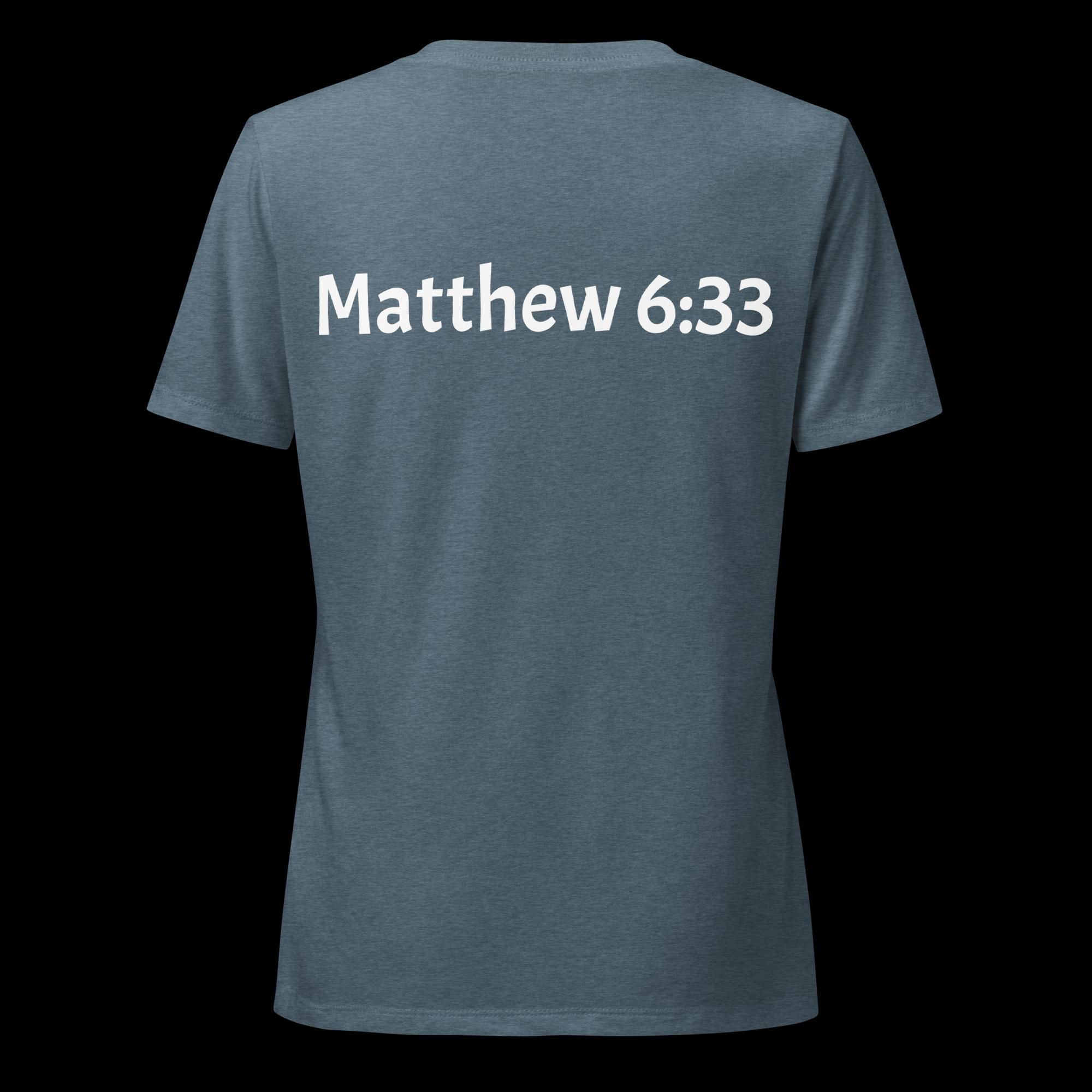 Matthew 6:33 "Kingdom First" Woman's relaxed V-neck t-shirt