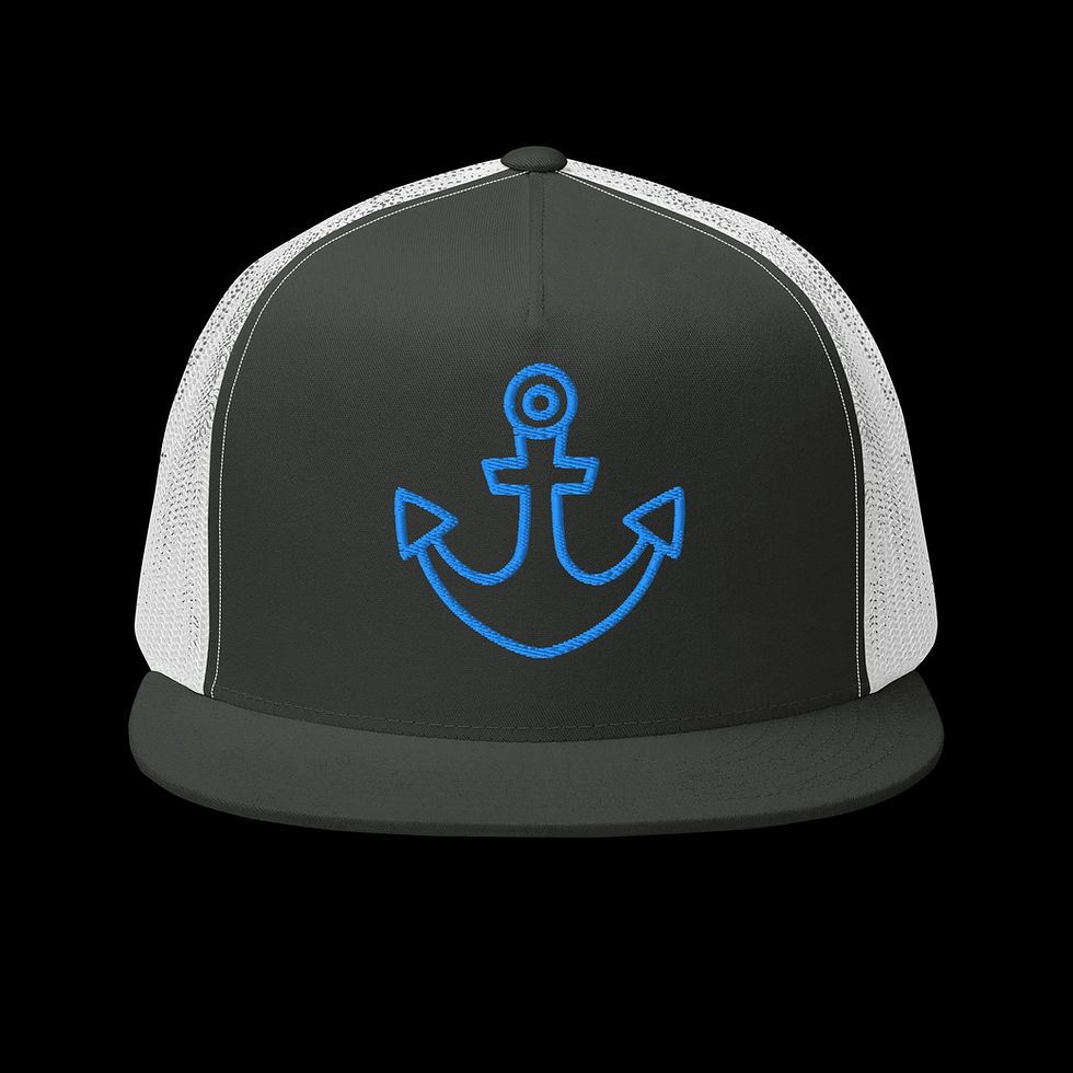 Thumbnail: Anchored in God Christian Inspired Trucker Cap 'Blue Anchor