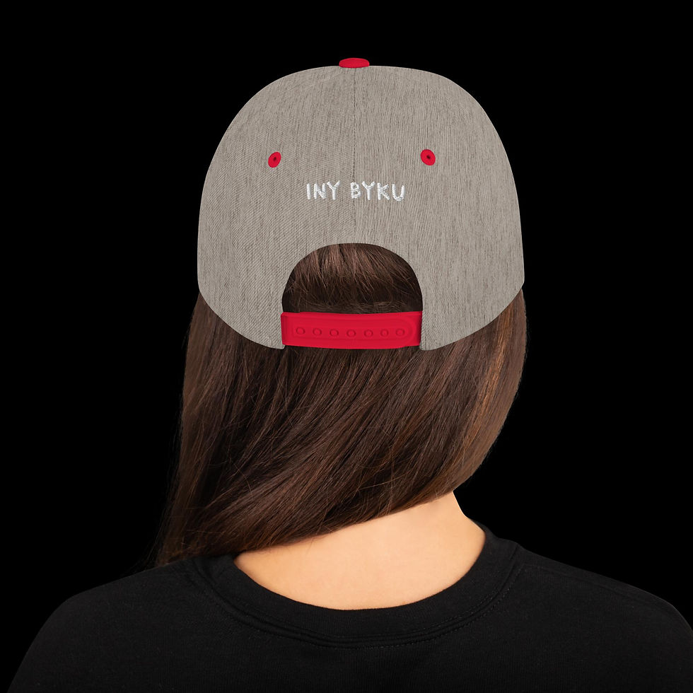 Thumbnail: Back View of a snapback hat with the brand INY BYKU
