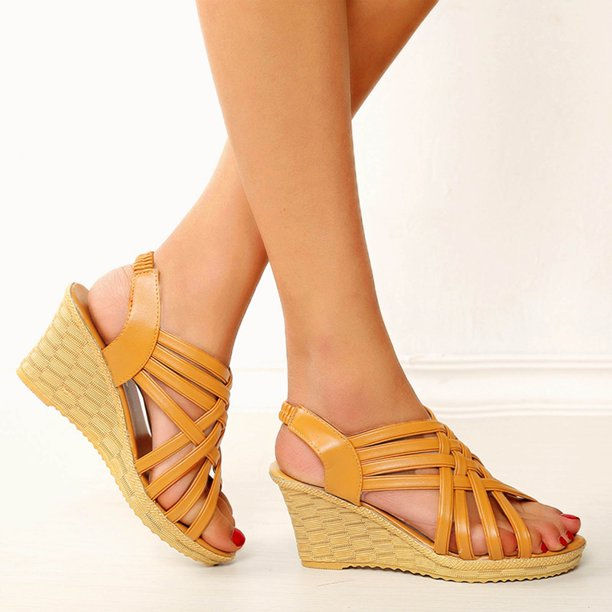 Thumbnail: Women Wedge Heel Casual Sandal Camel color